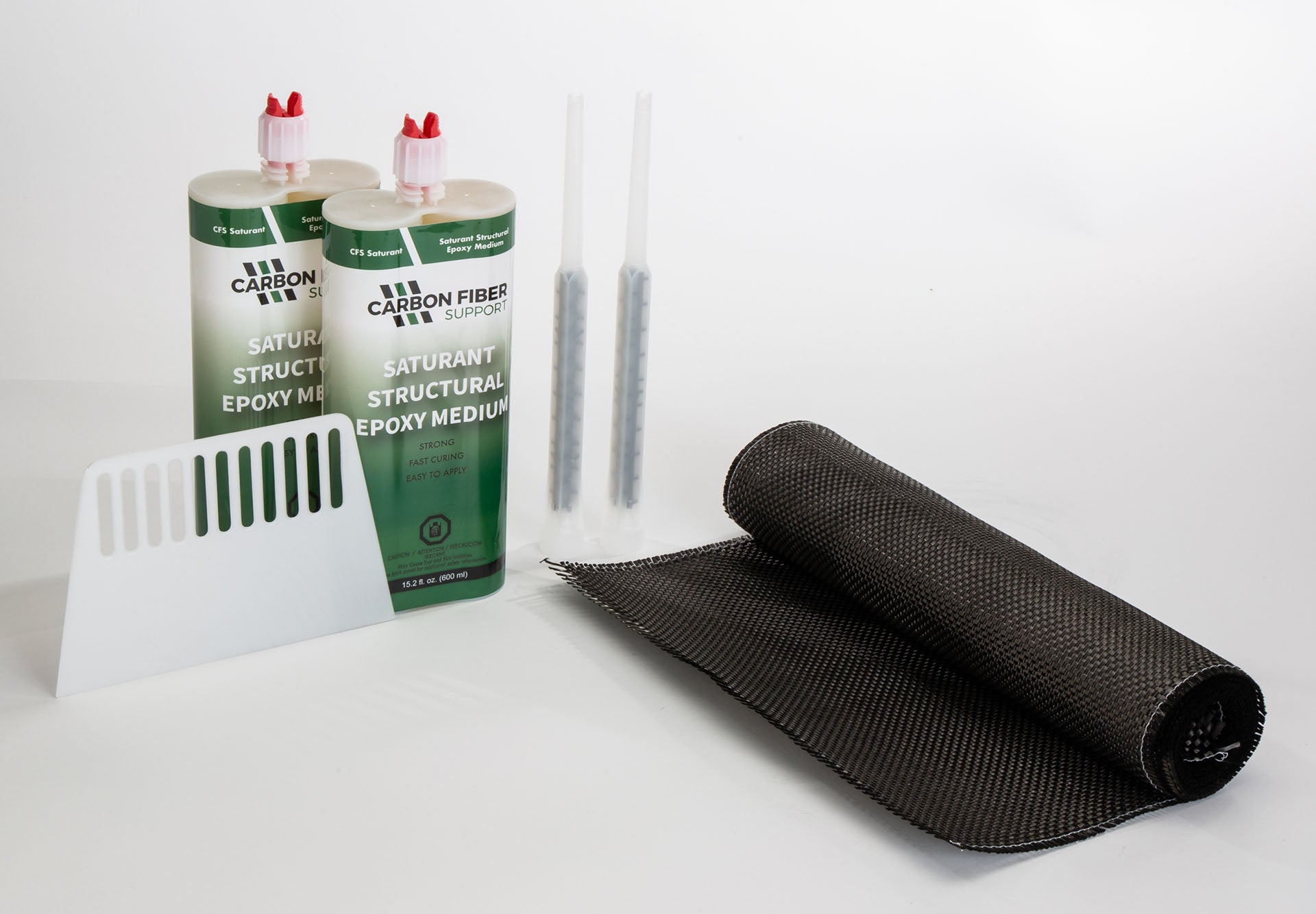 An image of the 10' Carbon Fiber & Epoxy Repair Kit, a complete solution for concrete wall support.