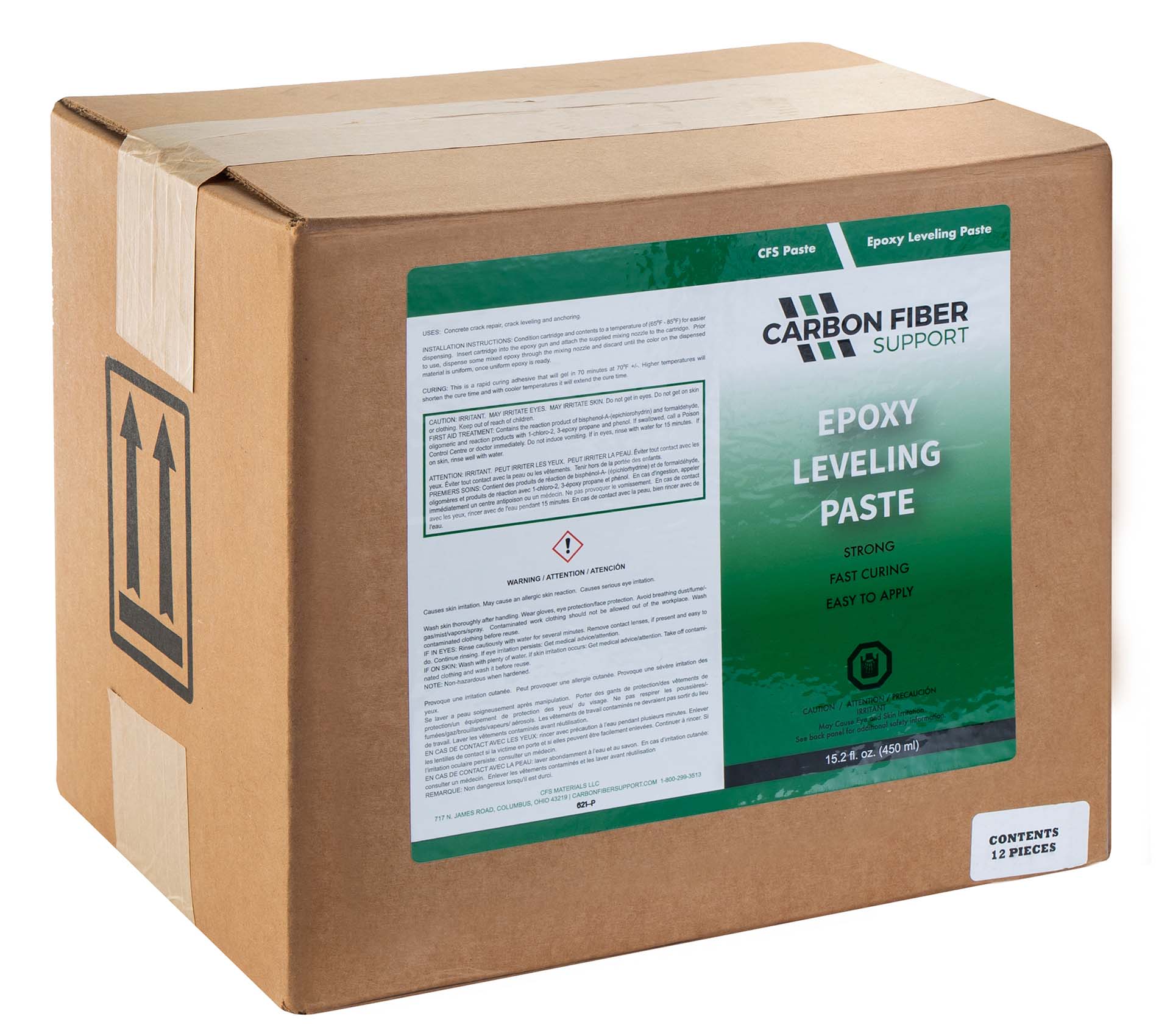 A box containing an epoxy leveling paste kit in box.