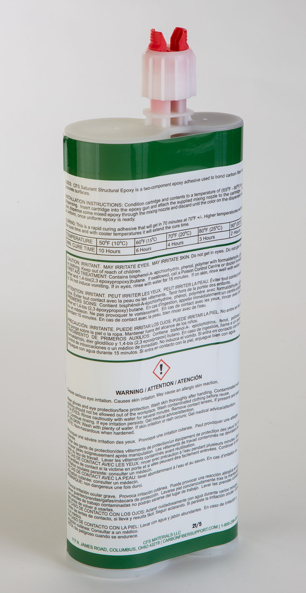 CFS Saturant Structural Epoxy - Single Cartridge (Rear package view)