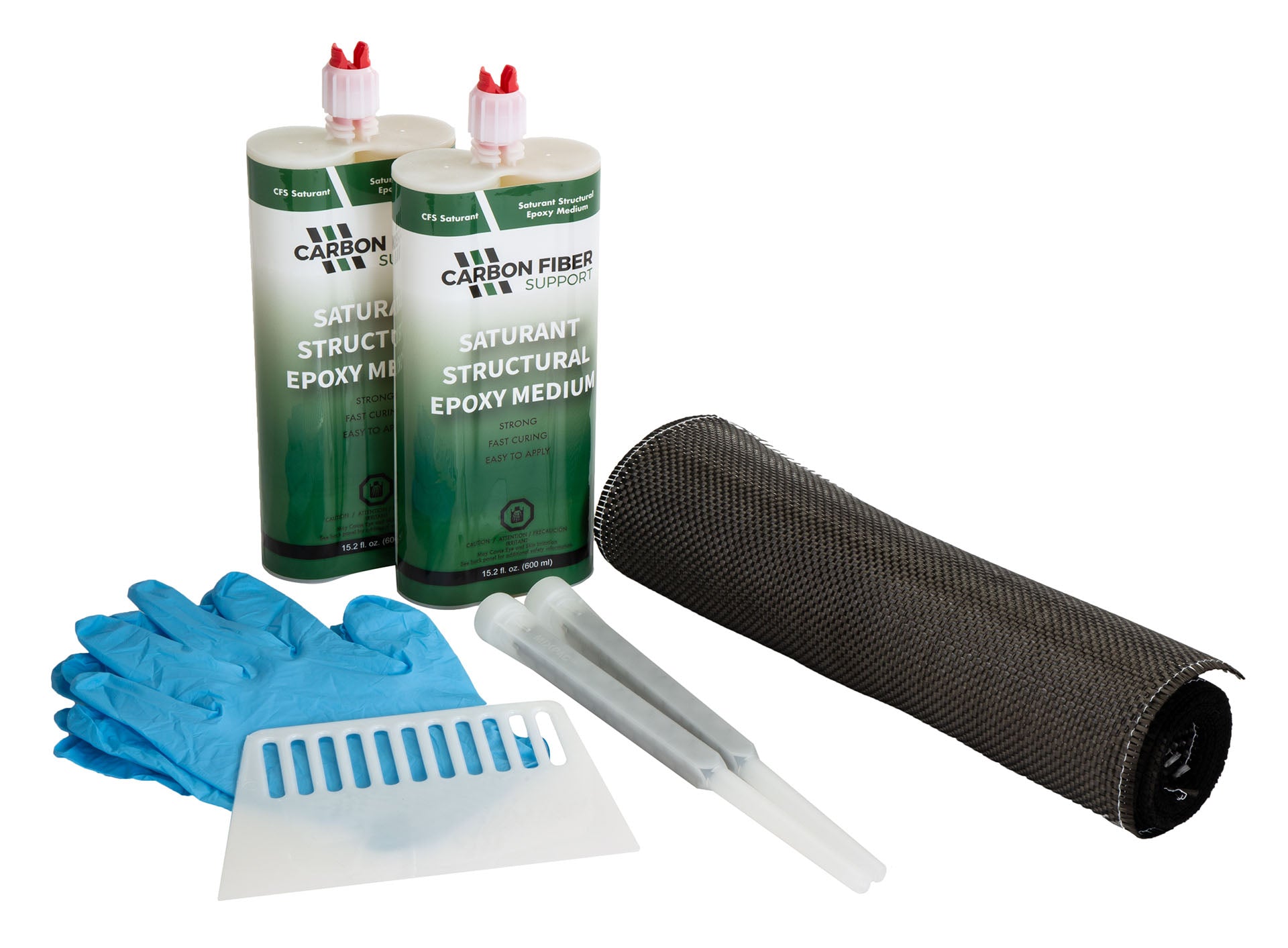 An image of the 10' Carbon Fiber & Epoxy Repair Kit, a complete solution for concrete wall support. 