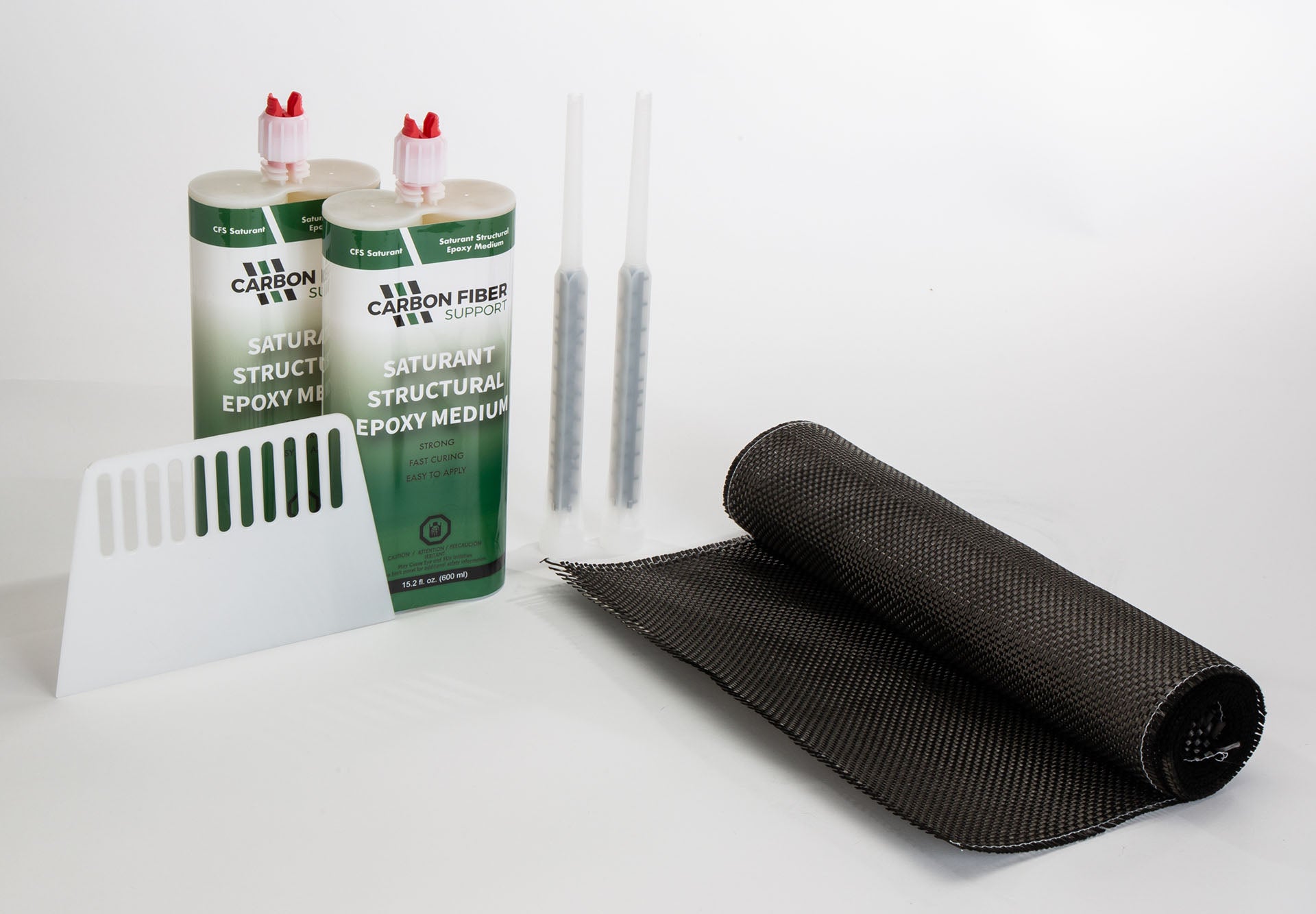 An image of the 10' Carbon Fiber & Epoxy Repair Kit, a complete solution for concrete wall support. 